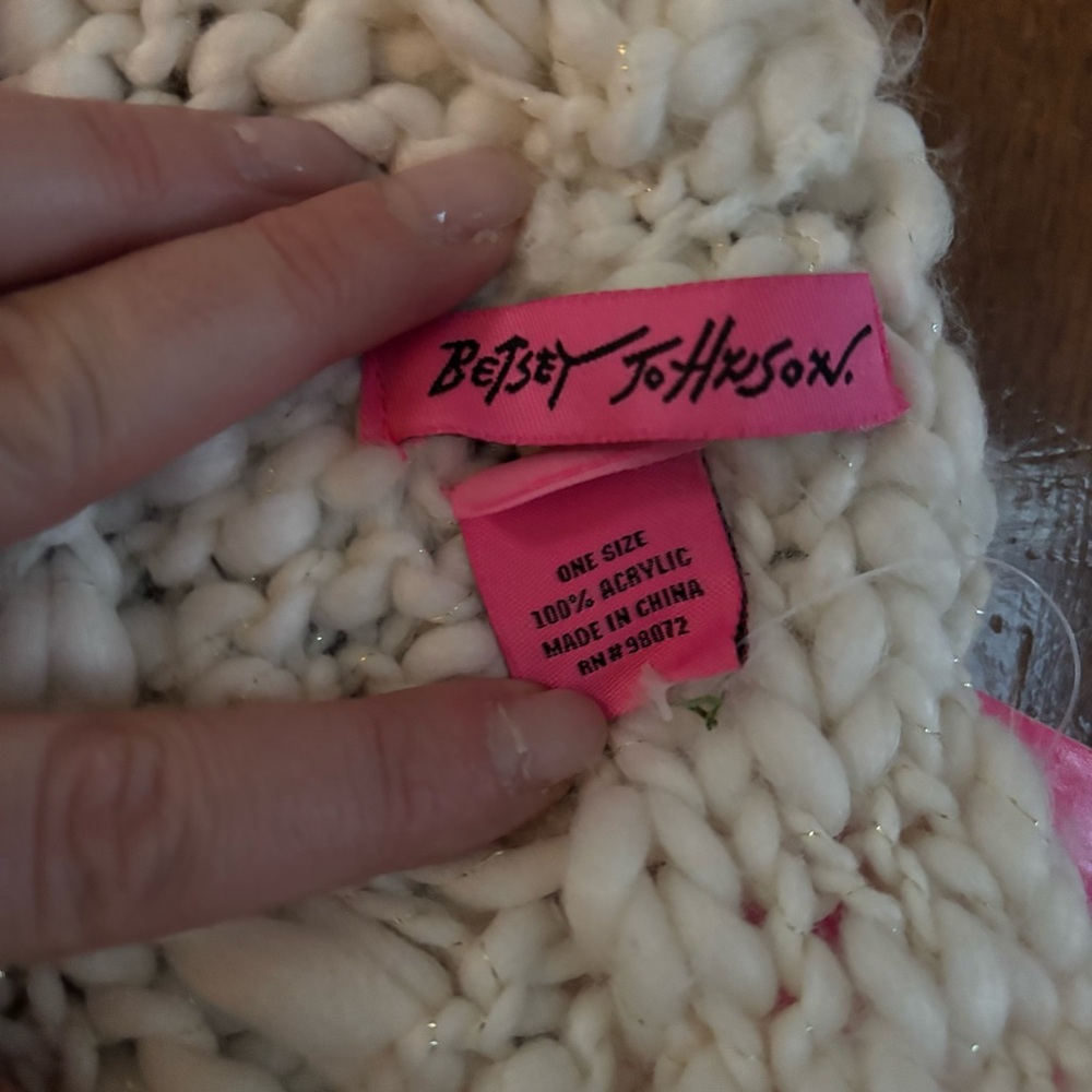 Betsey Johnson Cozy Knit Chunky Infinity Scarf with Pearl Details - Picture 3 of 5
